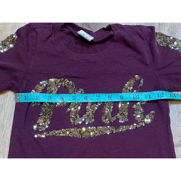 Y2K Victorias Secret Pink BLING Maroon Sequin Shirt XS - Picture 5 of 6